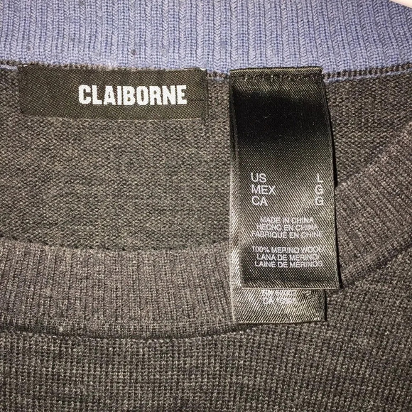 CLAIBORNE Men's Winter Sweater, Large, 100% Merino Wool - Picture 3 of 7